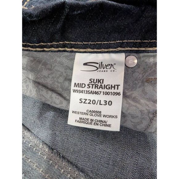 Sz 20/L 30 Silver Aiko Mid Rise Straight Leg Jeans Plus Size - Picture 10 of 10